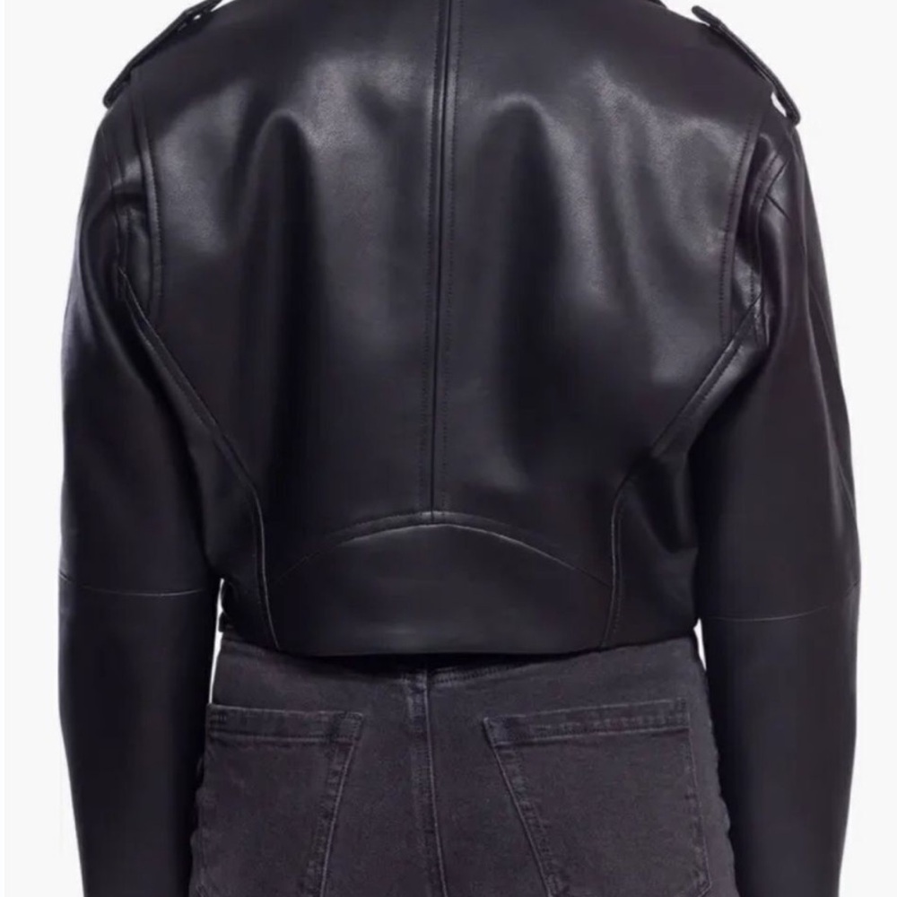 BLANKNYC High Standard Vegan Faux-Leather Crop Moto Jacket Black Size S Small - Picture 3 of 10